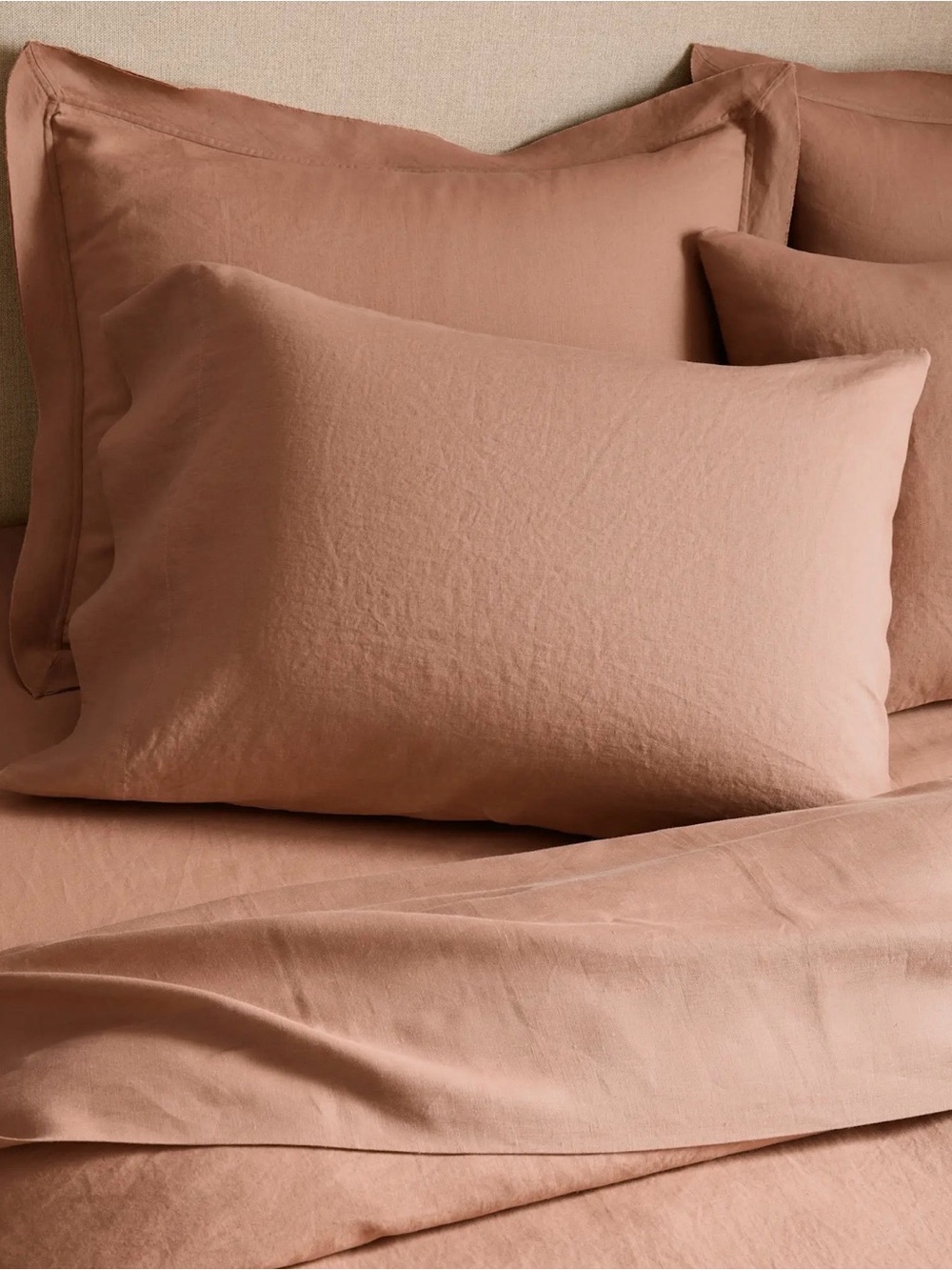 Quince European Linen 4-Piece Sheet Set Queen Desert Sunset 100% Linen